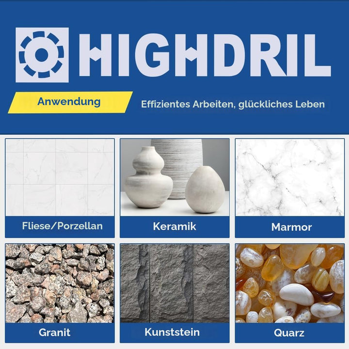 HIGHDRIL Diamant Bohrkrone - 60mm Lochsäge Fliesen M14 Gewinde für Porzellan Fliese Keramik Granit M