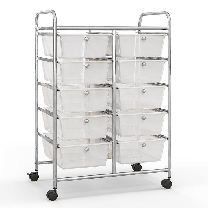 KOMFOTTEU Rollwagen mit 10/15 Schubladen stapelbar, Badrollwagen Rollcontainer mit Metallrahmen, All