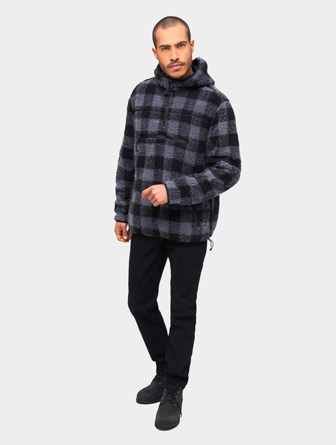 Brandit Teddyfleece Worker Pullover, S Black/Grey