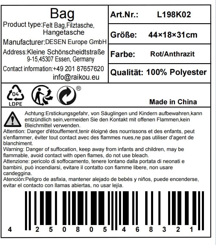 RAIKOU KULT Filz Tasche Shopper; in neuem Design; Filzkorb Einkaufstasche Henkeltasche Zeitungskorb