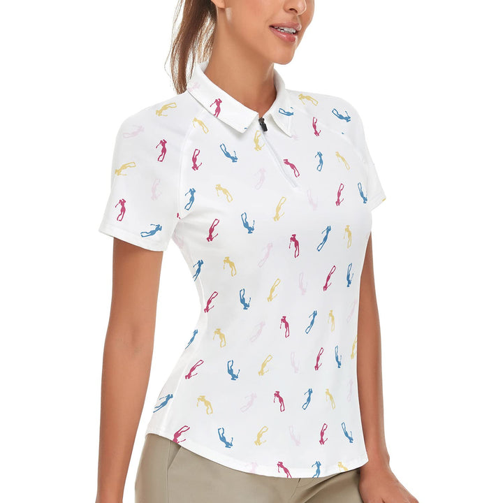 Soneven Atmungsaktiv Poloshirt Damen Kurzarm Leichtes Polohemd Sportshirt Tailliert UPF 50+ 1/4 Reis