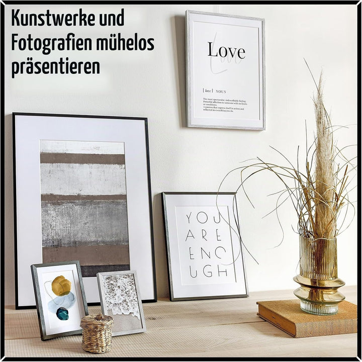 DEHA Design Bilderrahmen Tribeca, 40x50 cm, Aluminium Silber Matt, bruchsicheres Acrylglas, für Post