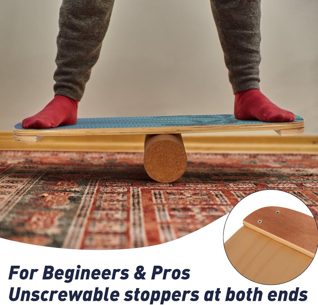 Leogreen Balance Board aus Holz, Balance Board für Indoor-Surfen und Skaten, Gleichgewichtsboard für