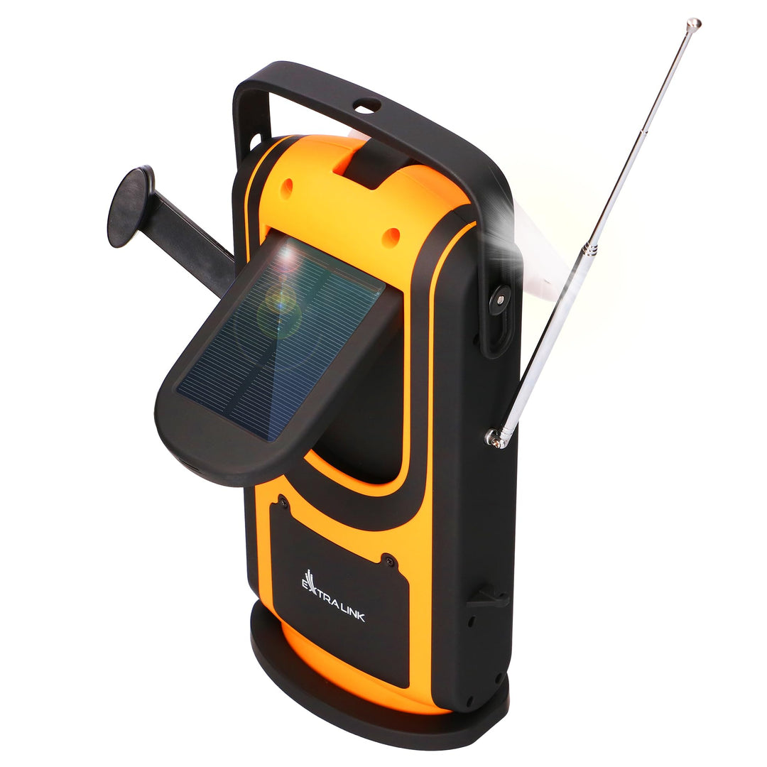 Extralnik Notfallradio AM/FM, Solar & Kurbelradio mit Powerbank 6000mAh, 6 Ladearten, USB C, Taschen