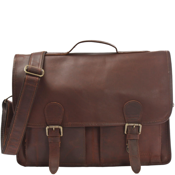 LECONI Aktentasche Businesstasche Messenger Bag für Damen + Herren Ledertasche DIN A4 Vintage-Look C