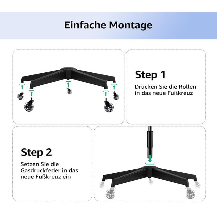 Mastery Mart Bürostuhl Fusskreuz 300 kg, 70 cm Robustes Metallrahmen-Drehkreuz, Universal für 11 mm