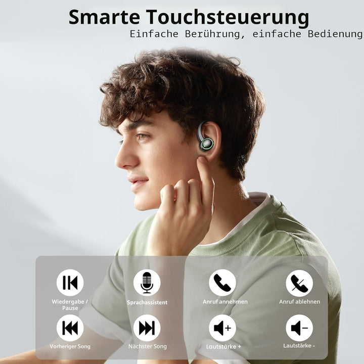 Bluetooth Kopfhörer Sport, Kopfhörer Kabellos Bluetooth 5.4 mit ENC Noise Cancelling und 4 HD Mics,