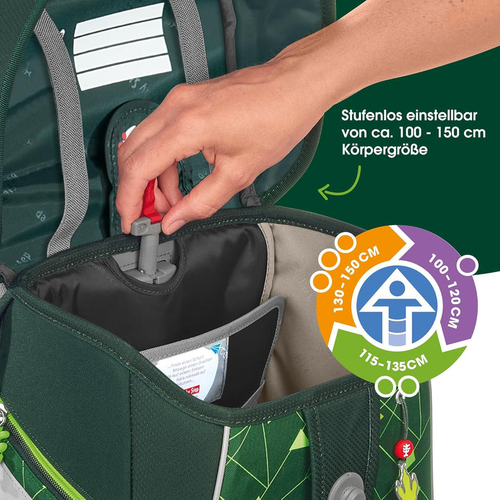 Step by Step Schulranzen-Set SPACE Shine, 5-teilig, ergonomischer Tornister mit Reflektoren, höhenve