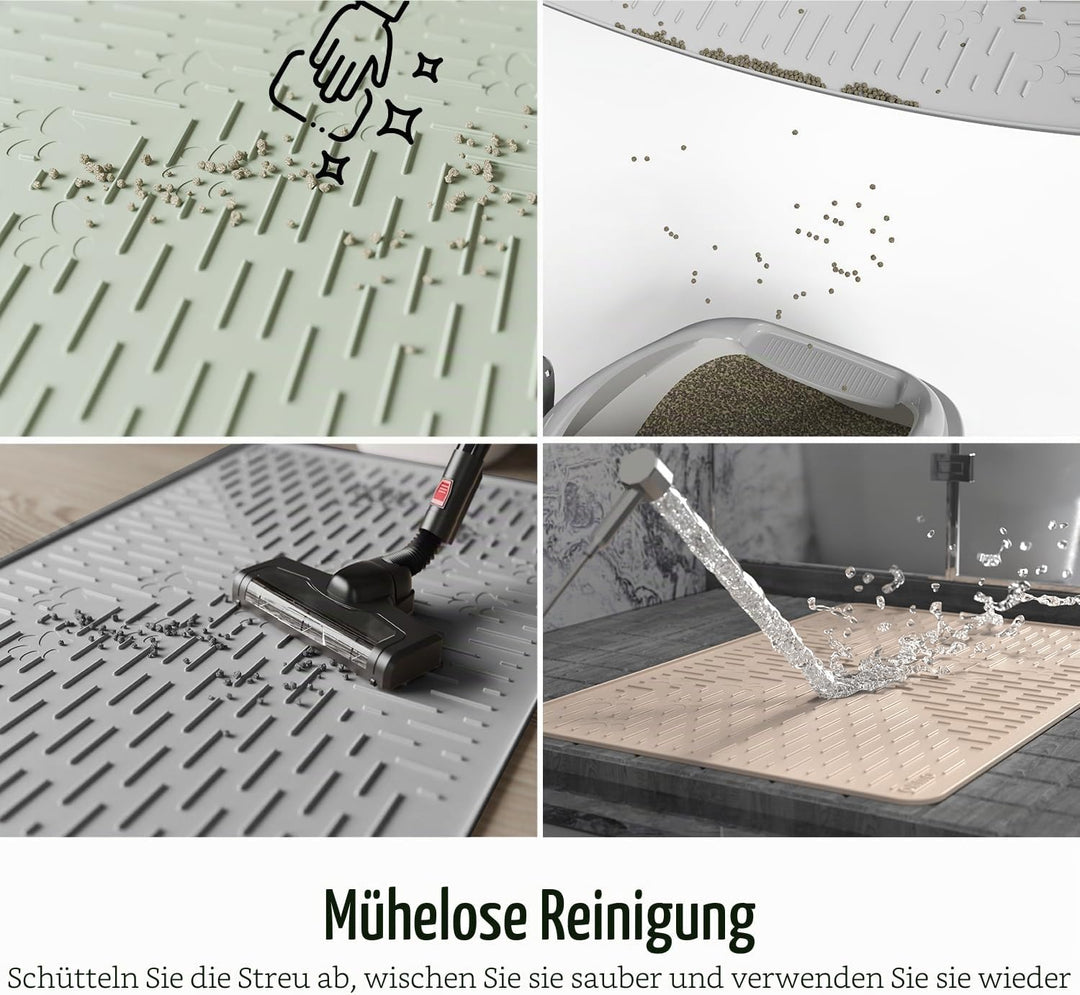 OHMO Katzenklo matte aus Premium-Silikon 60 * 40 CM, wasserdicht und BPA-frei Katzentoilettenmatte,