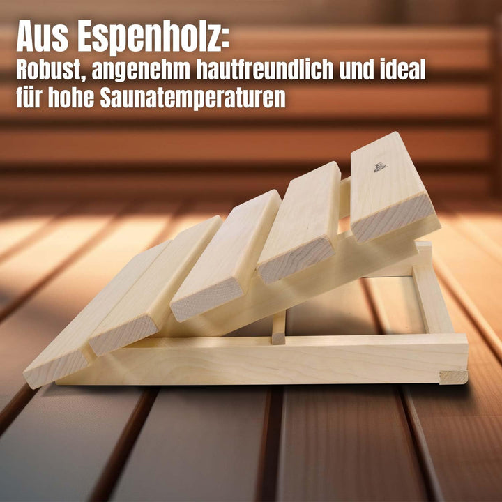 LaJa26 Sauna Kopfstütze Flexi FSC Espenholz - Verstellbar in 4 Stufen - Ideal für Nacken und Schulte