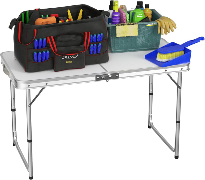 Tragbar Klapptisch Aluminium, Campingtisch Flatbar für Balkon Terrasse Picknick, 3 Höhenniveau 70/62