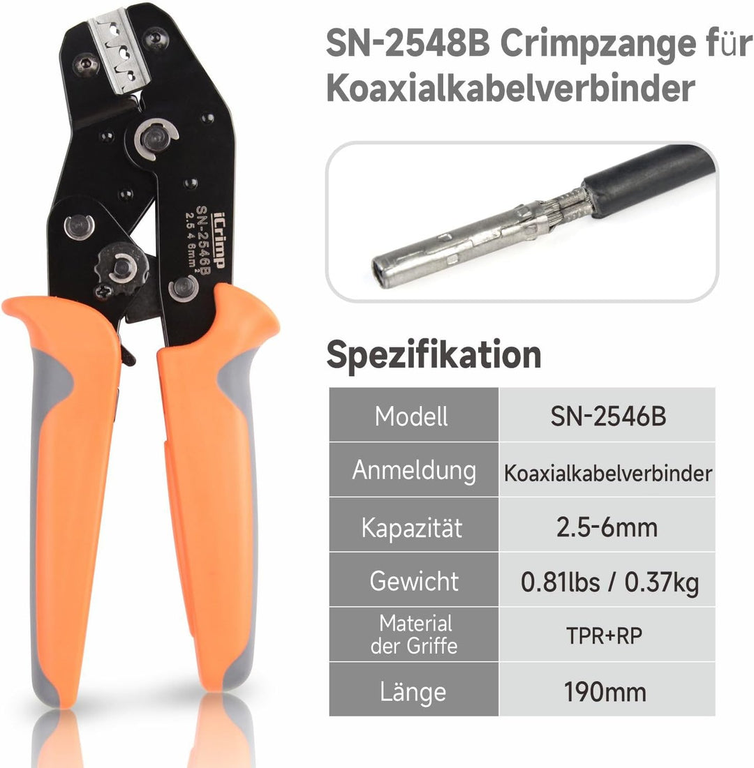 iCrimp SN-2546B Solar Crimpzange, Solar PV Stecker Crimpwerkzeuge für 2,5/4/6mm² Solar Panel PV Kabe