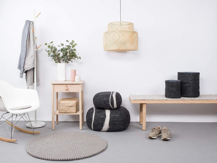 myfelt Luis Filzkugelteppich — Ø 50 cm, ideal für Schlaf-, Wohn-, Kinderzimmer, Flur & Bad
