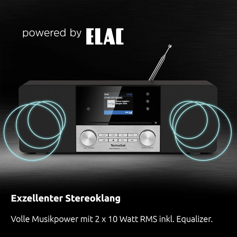 TechniSat DIGITRADIO 3 VOICE - Stereo DAB Radio Kompaktanlage mit offline Sprachsteuerung (DAB+, UKW