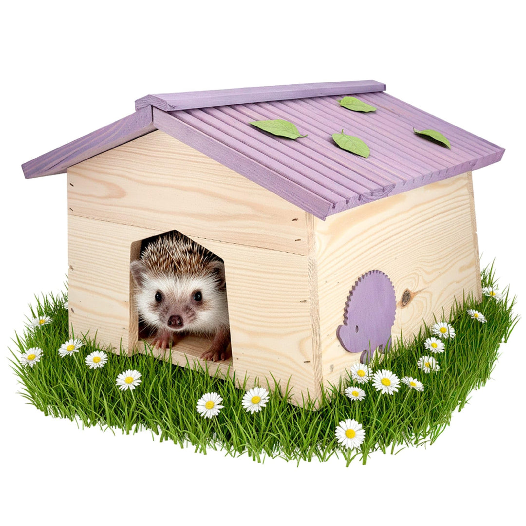 PATKAR Igelhaus Winterfest mit Boden - Premium Igelfutterhaus (Made in Europe) - Labyrintheingang ge