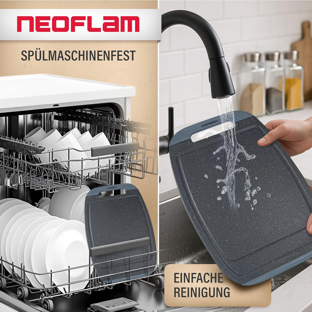 Neoflam Microban Antimikrobielles Schneidebrett aus Kunststoff, 3 Sets, BPA-frei, rutschfester EZ-Gr