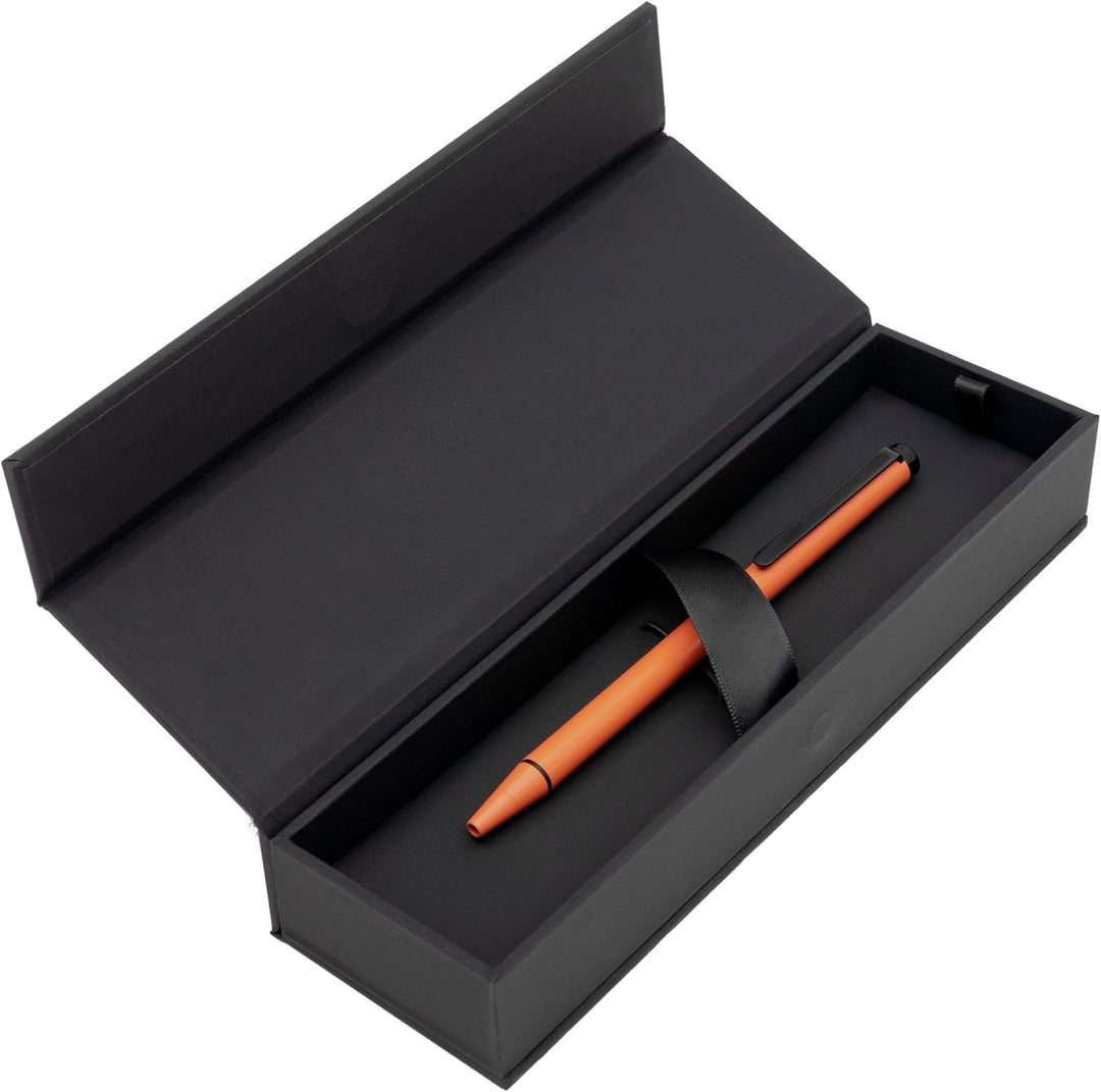 Hugo Boss Cloud Kugelschreiber aus Messing in der Farbe Papaya Orange Matt, Länge: 14cm, Minenfarbe: