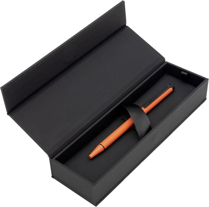 Hugo Boss Cloud Kugelschreiber aus Messing in der Farbe Papaya Orange Matt, Länge: 14cm, Minenfarbe: