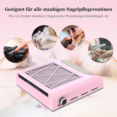 Nagelstaubsauger mit Filter, AISEELY Staubabsaugung Nagelstudio, 80W Profi Staubabsaugung für Nägel,