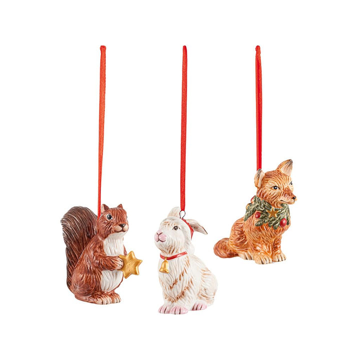 Villeroy und Boch - Nostalgic Ornaments Ornamente Waldtiere, 3tlg., putziges Dekoranhänger-Set aus H