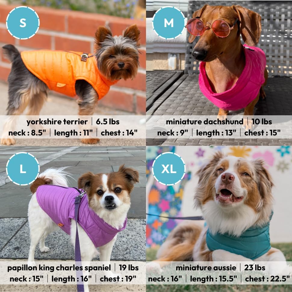 Gooby Puffer Hundeweste – Orange, XSmall – Ultra Dünn Wasserabweisend Reissverschluss Hundejacke mit