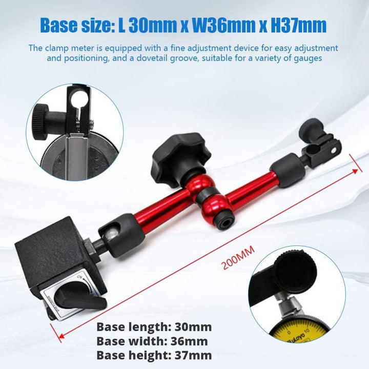 Flexible Starke Magnetische Standfuss Basis Halter + Hebel Messuhr Anzeige Stossfest (0~0,8mm) Holde