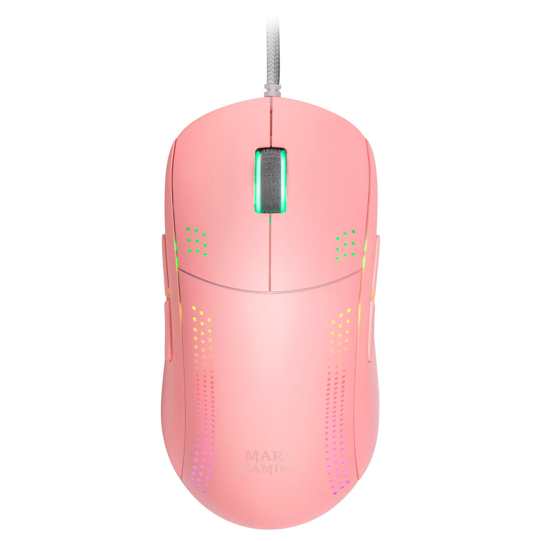 Mars Gaming MMPROP Rosa, Ultra-Leichtgewicht Maus für Beidhänder, RGB Chroma, Optisch 32K DPI, MMPRO