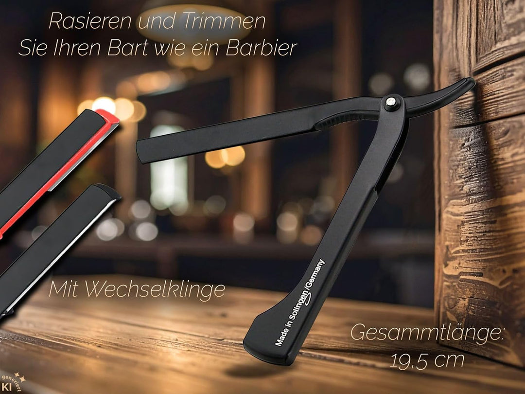 Solinger Rasiermesser Rasier-Set für Männer mit Wechselklingen Made in Germany Bartpflege Messer mit