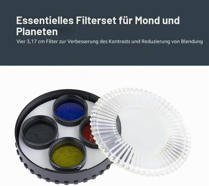Celestron 94119-10 lunares und planetares Okular-Filterset, 4 Stück - Mit sattem Gelb (12), Orange (
