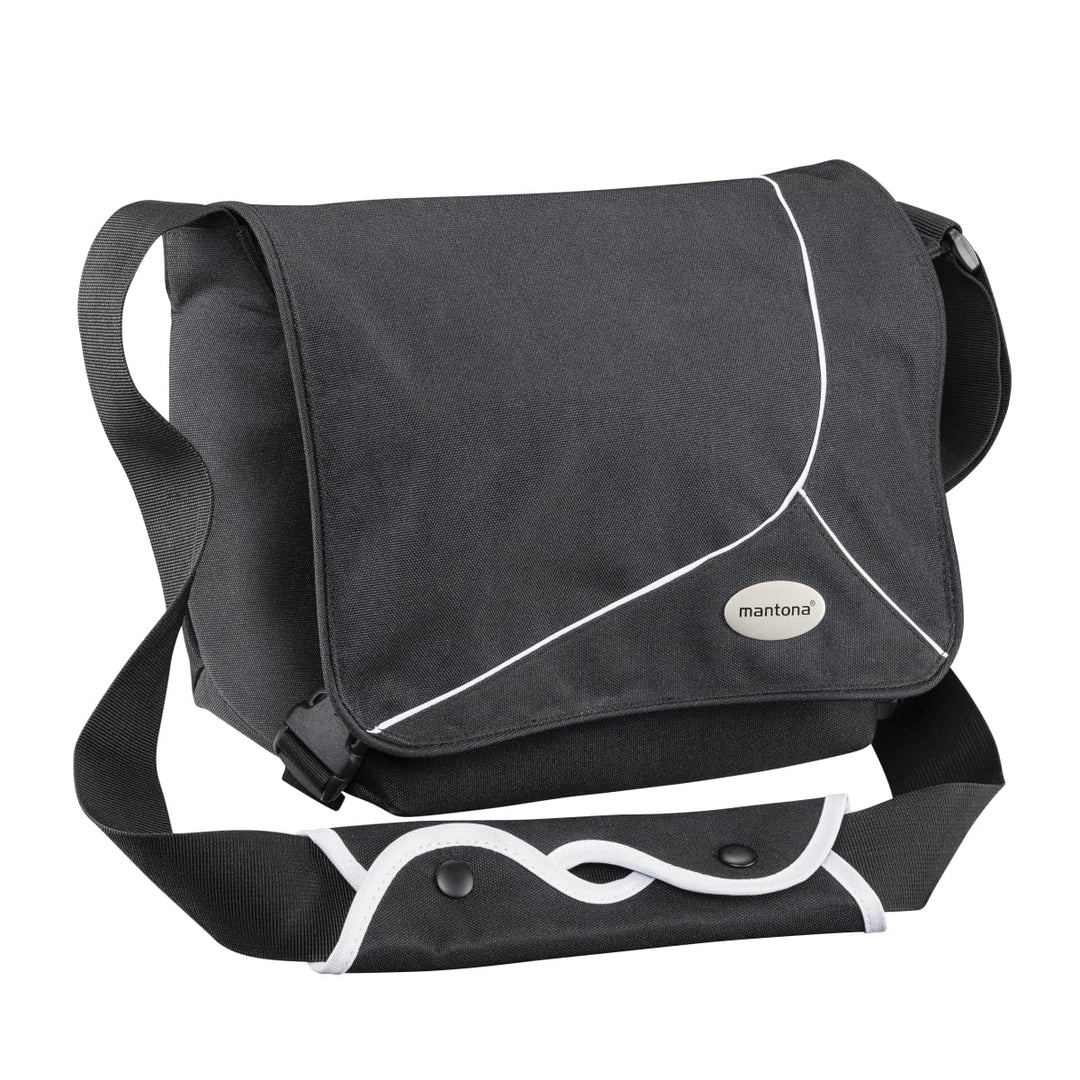 Mantona 111061 Mondstein SLR-Kameratasche (Messenger Bag, Universaltasche) schwarz/weiss