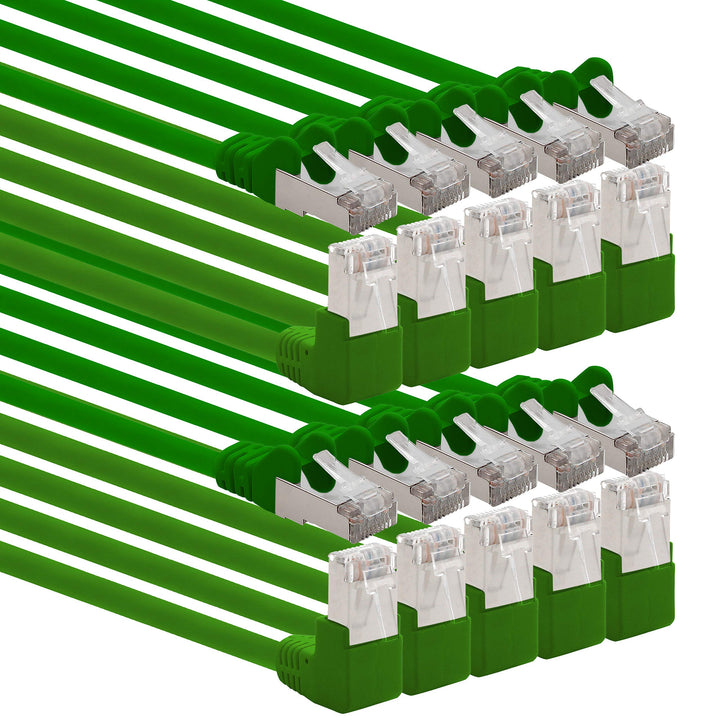 1aTTack.de 366229 Cat.6 Netzwerkkabel Winkel 90 Grad 5m - grün - 10 Stück - Cat6 Patchkabel (SFTP PI