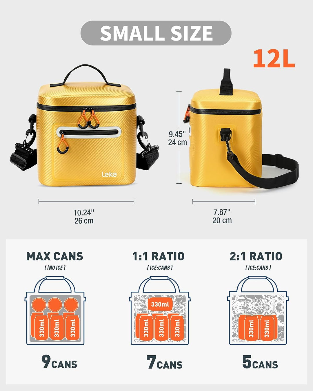 Lekesky 12/20L Verstärkter Isolierter Kühltasche – Tragbarer Kühltasche, Wasserdichter & Undichtheit