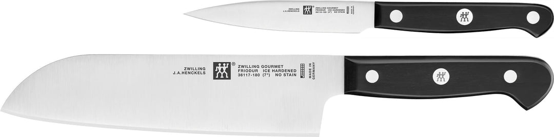 ZWILLING Gourmet Messer-Set, 2-teilig (Spick/Garniermesser 10 cm, Santokumesser 18cm), Rostfreier Sp