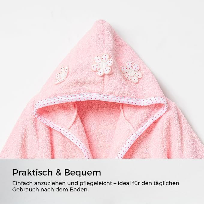Baby Bademantel mit süssem Giraffenmotiv – Kapuzenbademantel aus 100% Baumwolle – Weich, saugfähig &amp;
