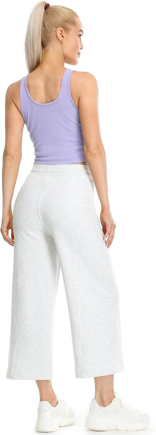 icyzone Damen Warme Gefütterte Jogginghose Thermo Fleece Cropped Sweathose Winter Verdickte Laufhose