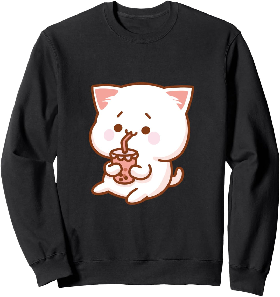 Süsse Katze trinkt Boba Bubble Tee – Kawaii Sweatshirt