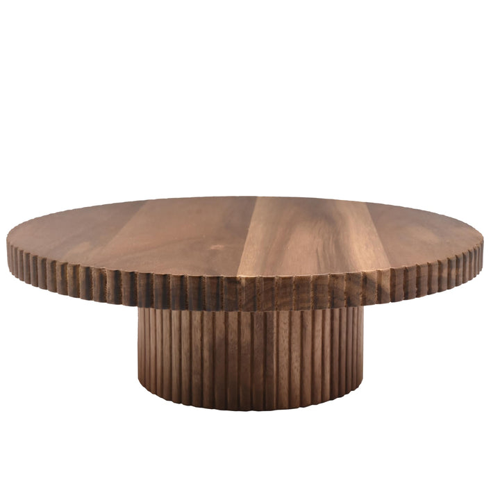 Zoha Akazie Stripe Tortenplatte - Akazienholz, Rund, Natur, 30 cm x 10 cm, Servierplatte gerillt, Ha