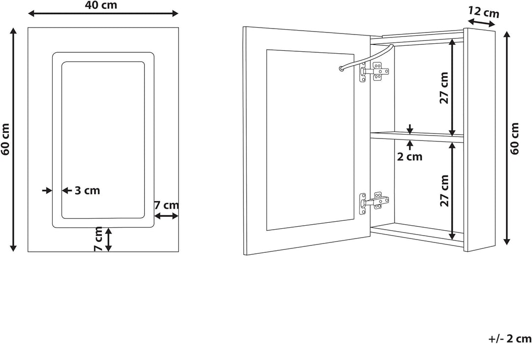Moderner Bad-Spiegelschrank 40x60 cm 1 türig mit LED Beleuchtung weiss Condor