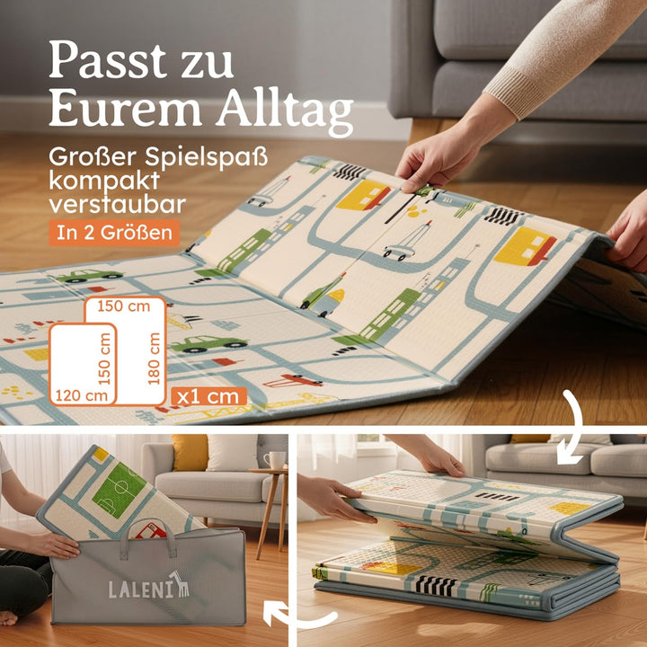 Laleni Krabbelmatte Baby 120x150x1 cm - wasserdichte Spielmatte Baby faltbar - isolierende Bodenmatt