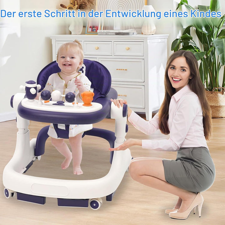 Siairo 3 in 1 Lauflernhilfe Baby Lauflernhilfe mit einstellbarer Höhe &amp; Geschwindigkeit Rollen, Lich