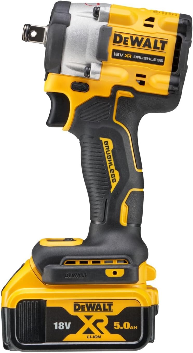 DeWalt Impacto sin escobillas XR 18V 1/2" 406Nm con anillo de retención 2 baterías Li-Ion 5Ah y male