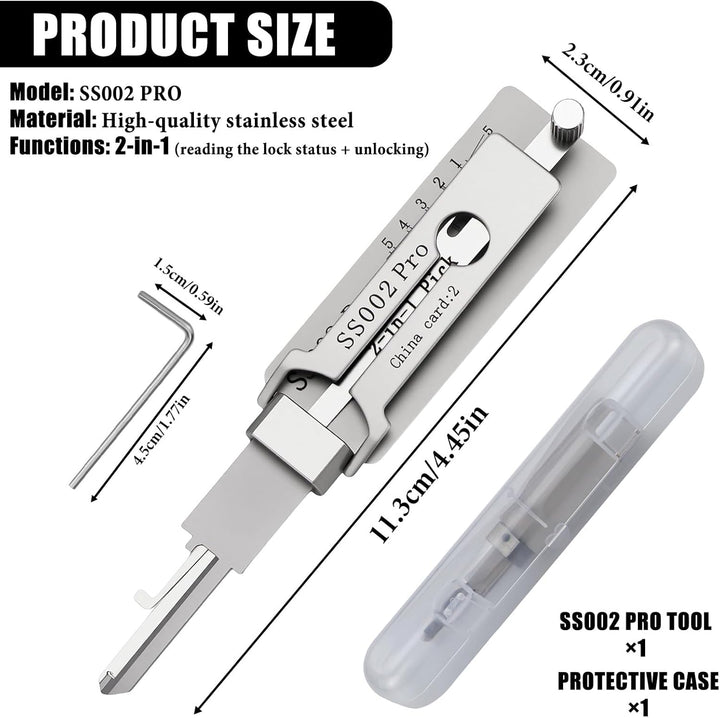 Schlüsseldecoder SS002 Pro Dietrich-Set 2-in-1 hauptschlüssel-decoder aus edelstahl, türöffnungswerk