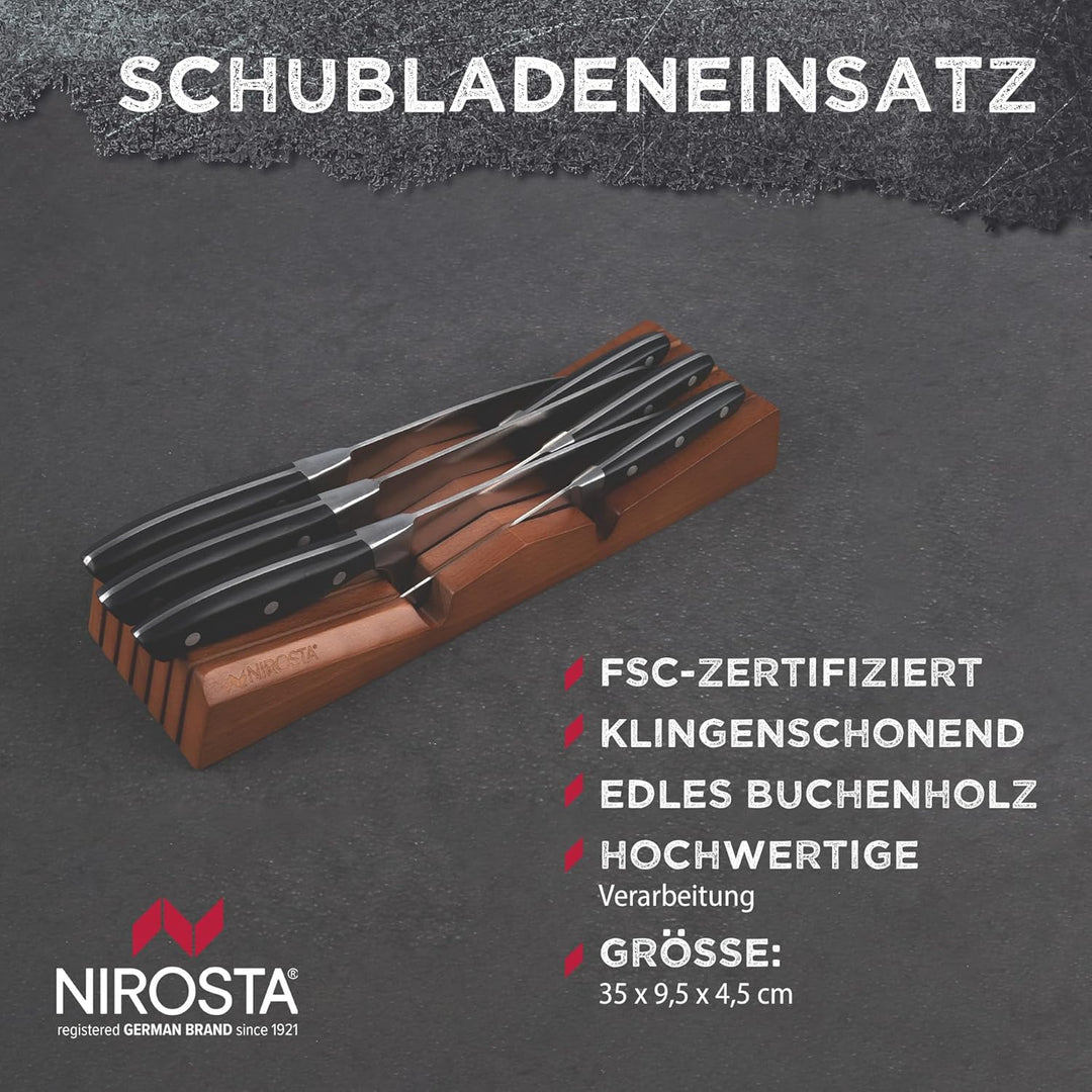 Nirosta Schubladeneinsatz für Messer aus nachhaltigem Buchenholz – Unbestückter Messereinsatz für di