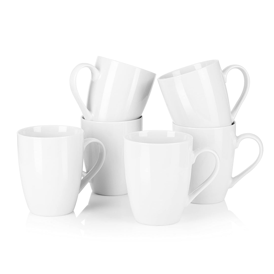 MALACASA, Serie Elisa, 6 TLG Porzellan Kaffeetasse Becher Set Tee Tasse Kaffeebecher Grauweiss