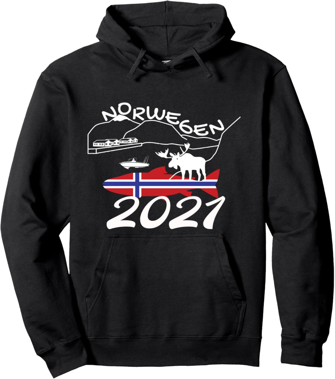 Norwegen 2021 - Lachs Geschenk für Angler I Trolling Köder Pullover Hoodie