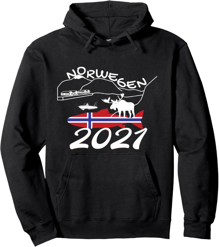 Norwegen 2021 - Lachs Geschenk für Angler I Trolling Köder Pullover Hoodie