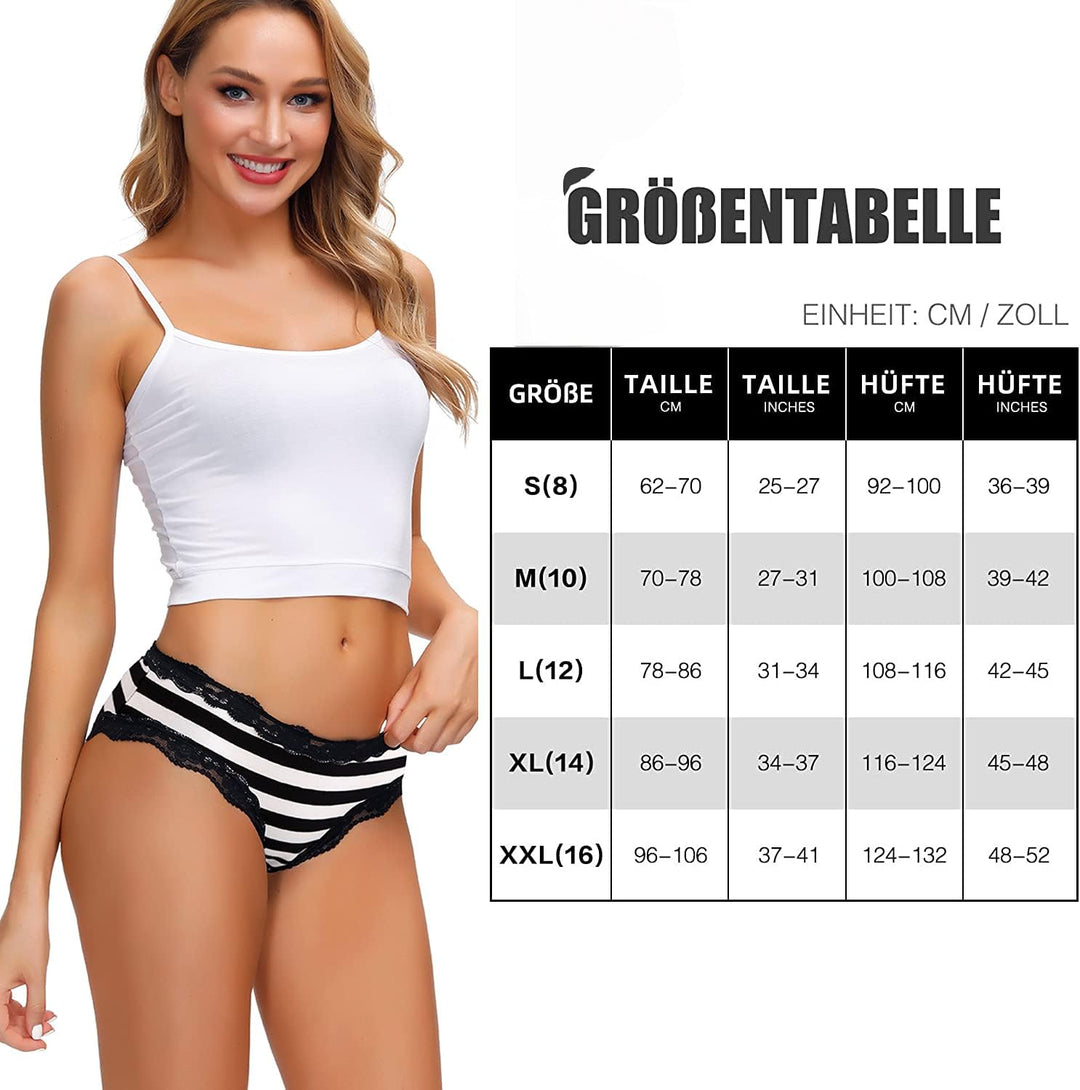 COMSOFT Baumwolle Unterwäsche Damen Höschen Sanft Spitze Hipster Slip Mehrfarbig S Mehrfarbige Slips