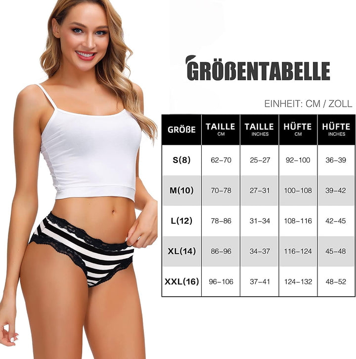 COMSOFT Baumwolle Unterwäsche Damen Höschen Sanft Spitze Hipster Slip Mehrfarbig S Mehrfarbige Slips