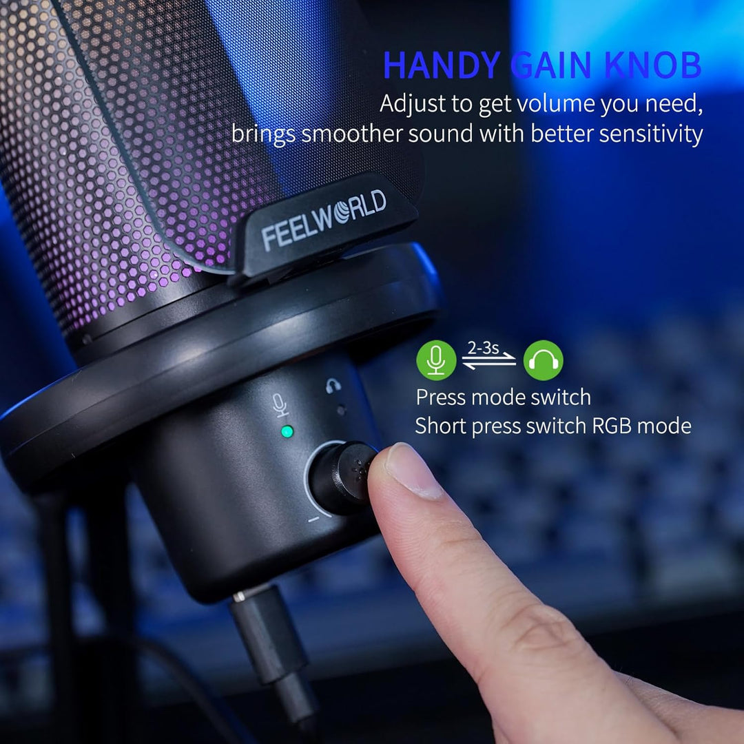 FEELWORLD VM1-AS USB-Gaming-Mikrofon für die Aufnahme von Podcasts, Studio-PC-Computermikrofon mit S