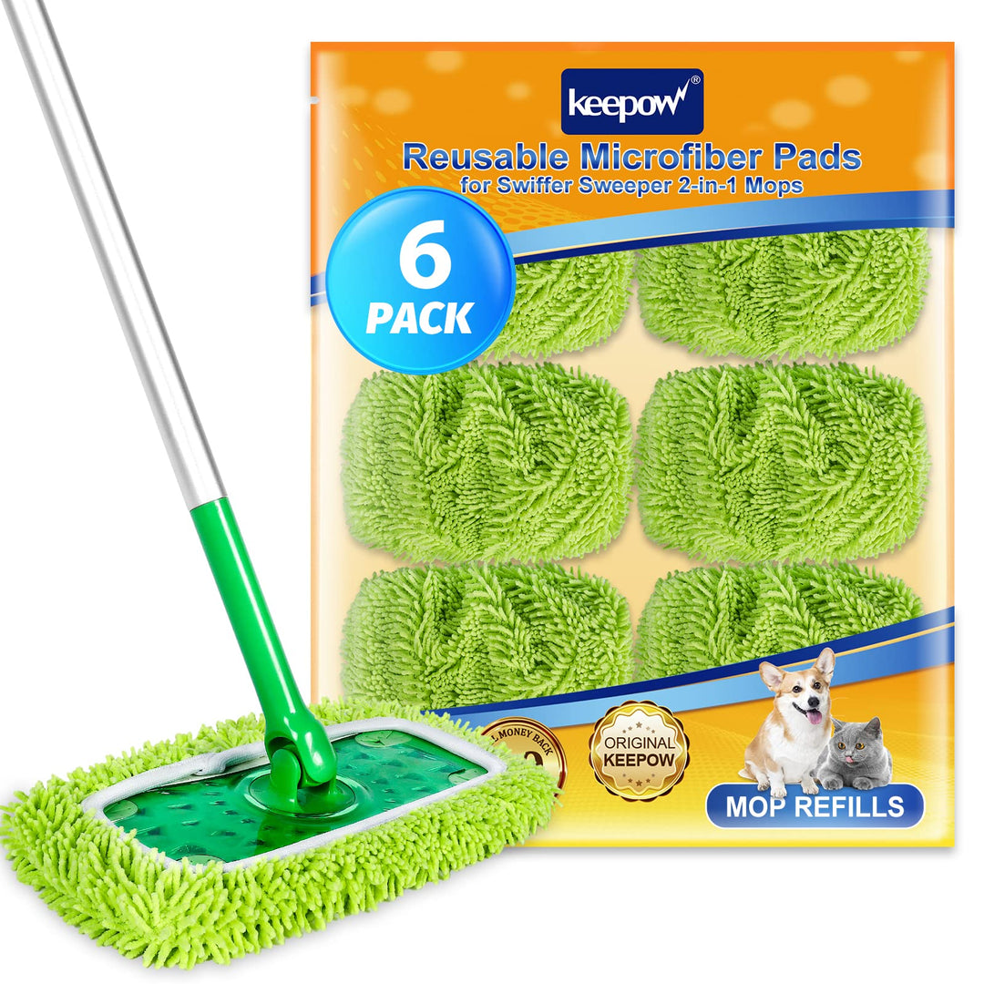 KEEPOW Wiederverwendbare Bodentücher für Swiffer Bodenwischer, Absorbierende Mikrofaser für Swiffer